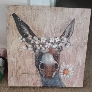 Donkey Canvas Art with Floral Crown